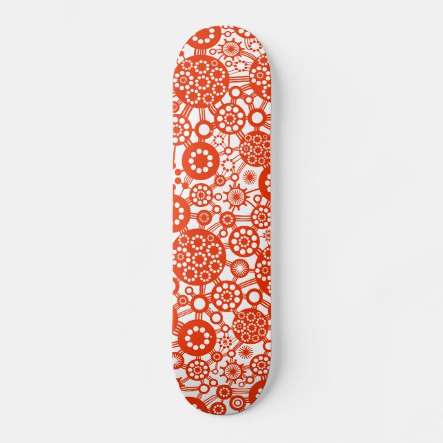 Ecosystem - Brick Red on White Skateboard Deck (Front)