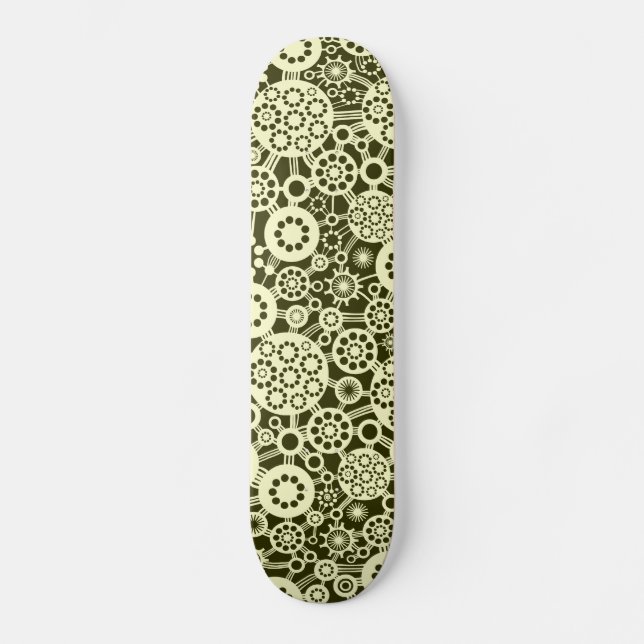 Ecosystem - Cream on Dark Olive Skateboard Deck (Front)