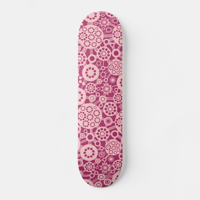 Ecosystem - Faded Pink on Crimson Skateboard Deck (Front)