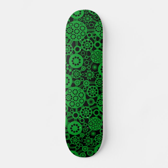 Ecosystem - Grass Green on Black Skateboard Deck (Front)