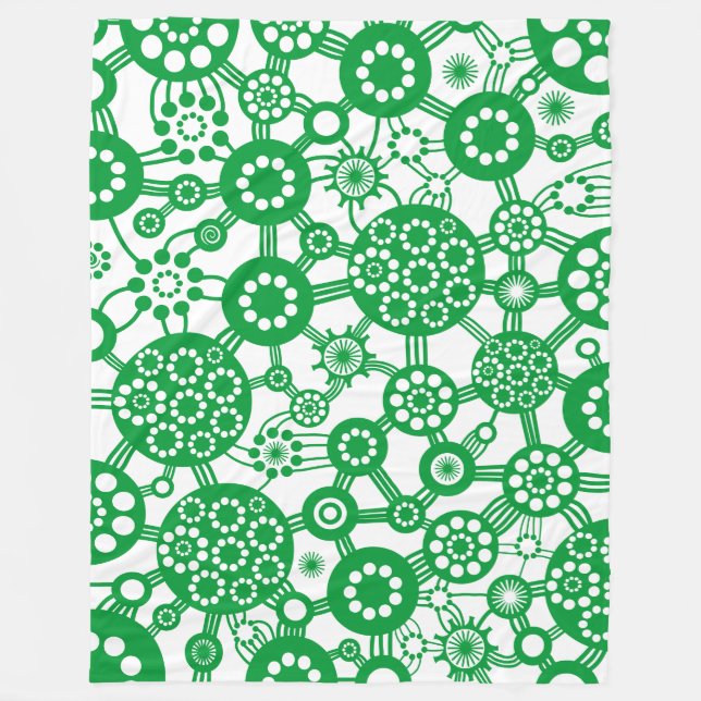 Ecosystem - Grass Green on White Fleece Blanket (Front)