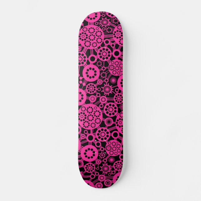Ecosystem - Hot Pink on Black Skateboard (Front)