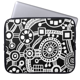 Ecosystem III White on Black Laptop Sleeve