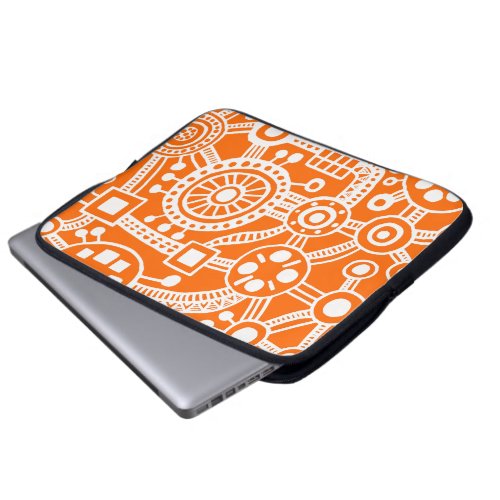 Ecosystem III White on Orange Laptop Sleeve