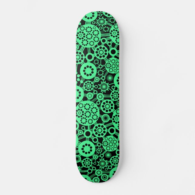 Ecosystem -  Mint Green on Black Skateboard Deck (Front)