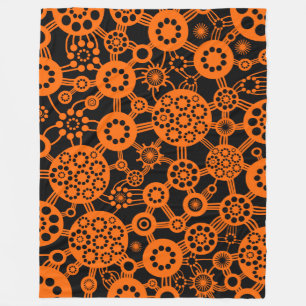 Ecosystem - Orange on Black Fleece Blanket