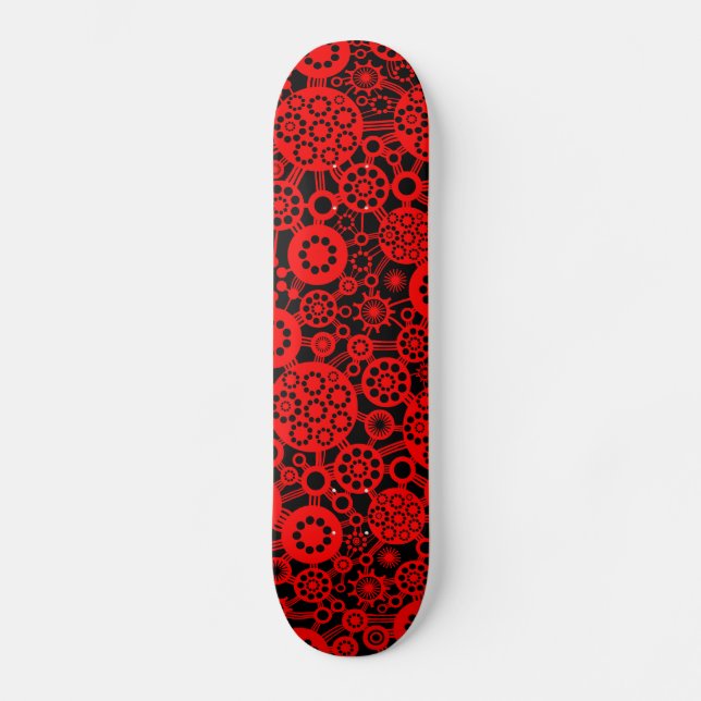 Ecosystem - Red on Black Skateboard Deck (Front)