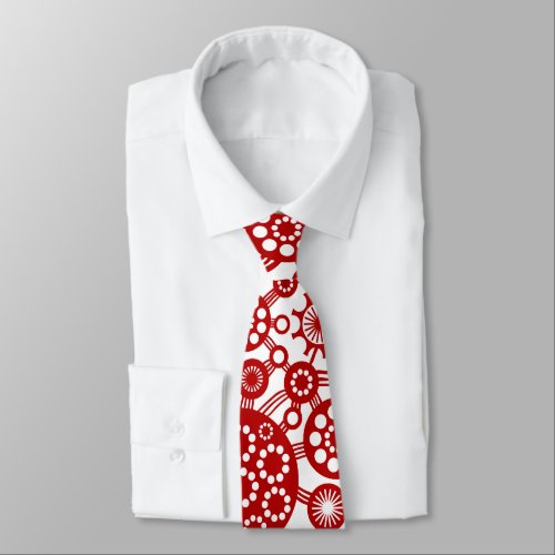 Ecosystem _ Ruby Red on White Neck Tie