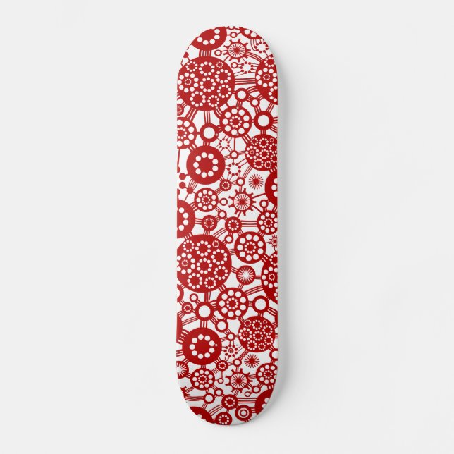 Ecosystem - Ruby Red on White Skateboard Deck (Front)