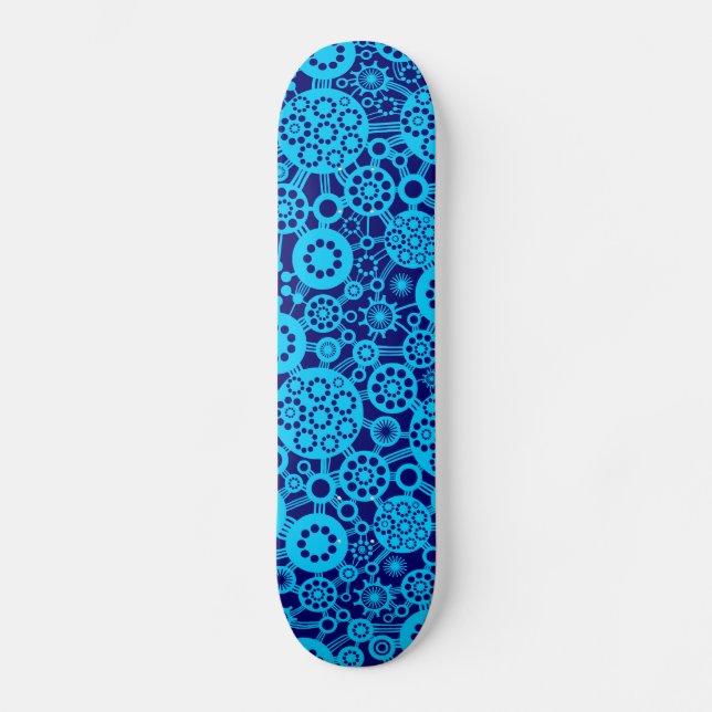 Ecosystem - Sky Blue on Deep Navy Skateboard (Front)