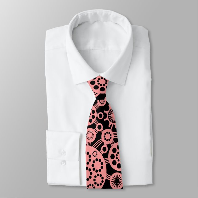 Ecosystem - Soft Pink on Black Neck Tie (Tied)