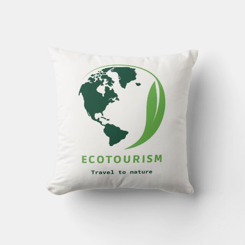 Ecotourism Green Travel to Nature Throw Pillow