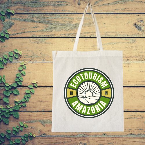 Ecotourism in Amazonia Rainforest Slow Travel Logo Tote Bag