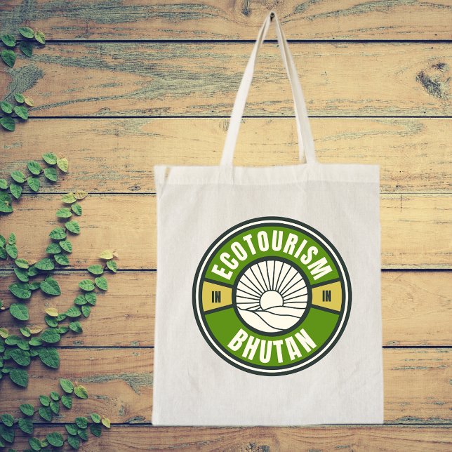 Ecotourism in Bhutan Himalaya Slow Travel Logo Tote Bag (Creator Uploaded)
