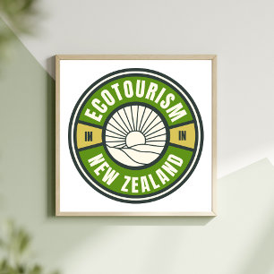 Ecotourism New Zealand Green Slow Travel Logo Poster