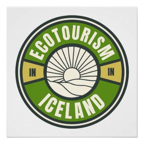Ecotourism Nordic Iceland Green Slow Travel Logo Poster