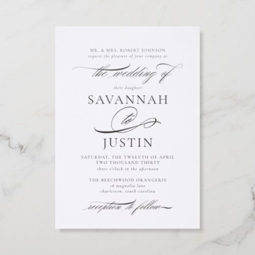 Écriture Collection | Romantic Calligraphy Wedding Letterpress Invitation