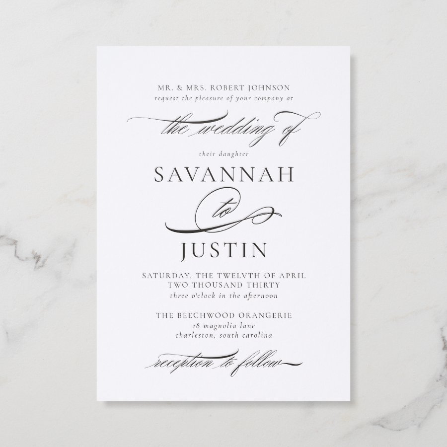 Écriture Collection | Romantic Calligraphy Wedding Letterpress Invitation