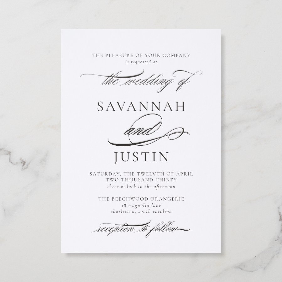 Écriture Collection | Romantic Script Wedding Letterpress Invitation