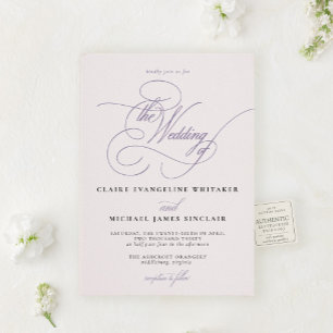 Écriture Suite   Romantic Lavender Script Wedding Letterpress Invitation