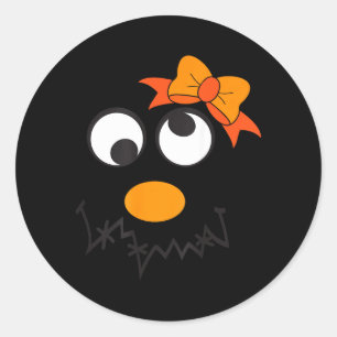 Ecrow Face Funny Bow Thanksgiving Halloween Classic Round Sticker