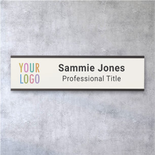 Ecru 2x8 Wall Name Plate Business Logo Changeable