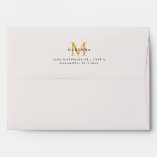 Ecru and Gold Business Logo Return Address Envelope