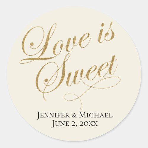 Ecru and Gold Love is Sweet Script Favor Tag