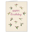 Ecru Anna's Hummingbirds Birthday Card