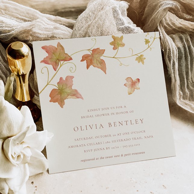 Ecru | Autumn Leaves Fall Bridal Shower Invitation (Creator Uploaded)