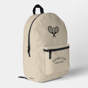 Ecru Beige Personalized Tennis Club Racket Printed Backpack