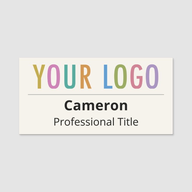 Ecru Business Name Tag Company Logo Professional (Front)