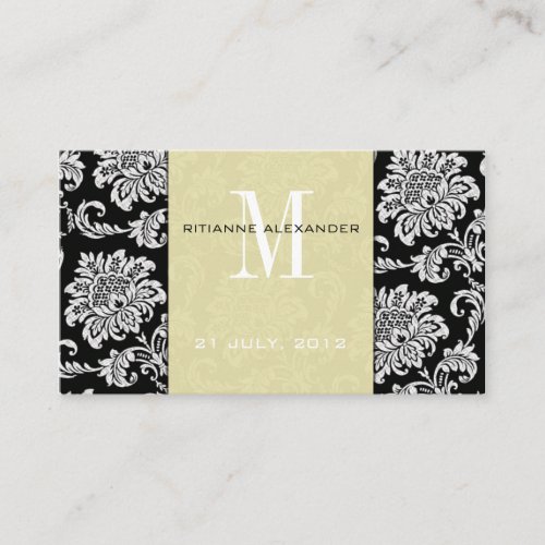 Ecru Cream Damask Wedding Website Business Card