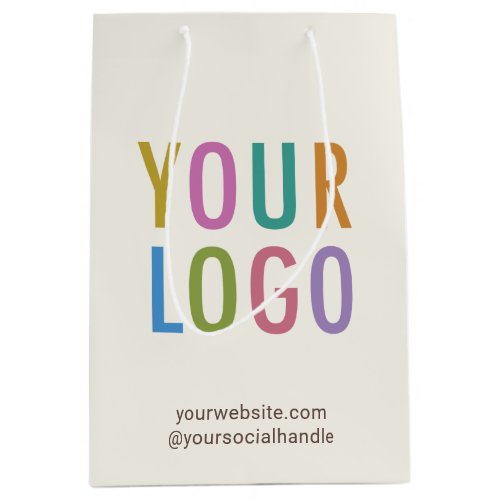Ecru Cream Paper Gift Bag Custom Logo Personalized
