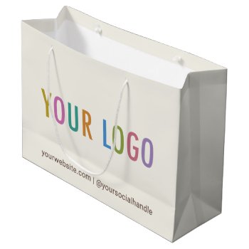 Ecru Cream Paper Gift Bag For Business Custom Logo by MISOOK at Zazzle