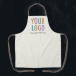 Ecru Custom Apron with Business Logo Personalized<br><div class="desc">Personalize this all-over-print apron with your own company logo or picture and custom text. The text can be a name, business tagline, website address, social media handle, or other personalized text to express yourself. Available in light ecru and other colors (all colors are customizable). It’s unisex available in large, medium,...</div>