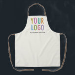 Ecru Custom Apron with Business Logo Personalized<br><div class="desc">Personalize this all-over-print apron with your own company logo or picture and custom text. The text can be a name, business tagline, website address, social media handle, or other personalized text to express yourself. Available in light ecru and other colors (all colors are customizable). It’s unisex available in large, medium,...</div>