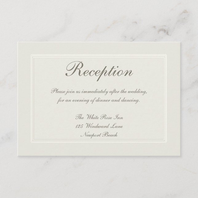 Ecru Dreams Formal Traditional Reception Wedding Enclosure Card (Front)
