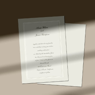 Ecru Dreams Simple Elegant Traditional Wedding Invitation
