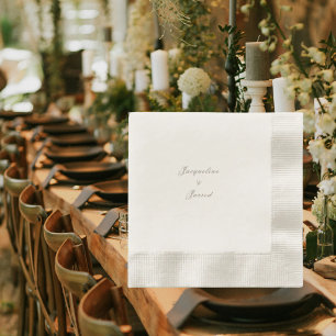 Ecru Elegant Timeless Wedding Coined Cocktail Napkins