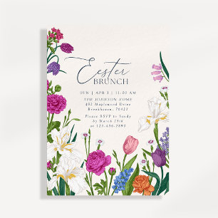Ecru Floral Elegant Easter Brunch  Invitation