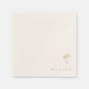Ecru Gold Palm Tree Personalized Names Napkins