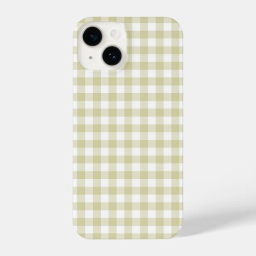 Ecru Green Gingham iPhone 14 Case