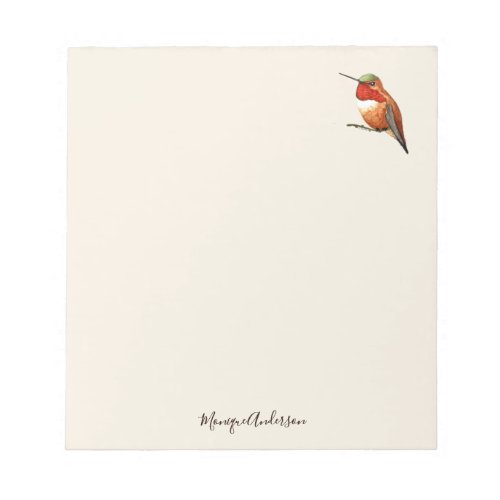 Ecru Hummingbird Notepad