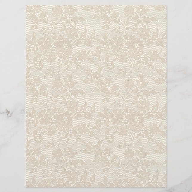 Ecru Lace on Ivory Arts & Craft Scrapbook Paper (Front)