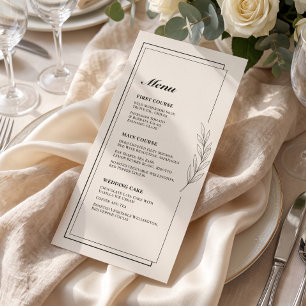 Ecru Leaf Branch Formal Wedding Menu