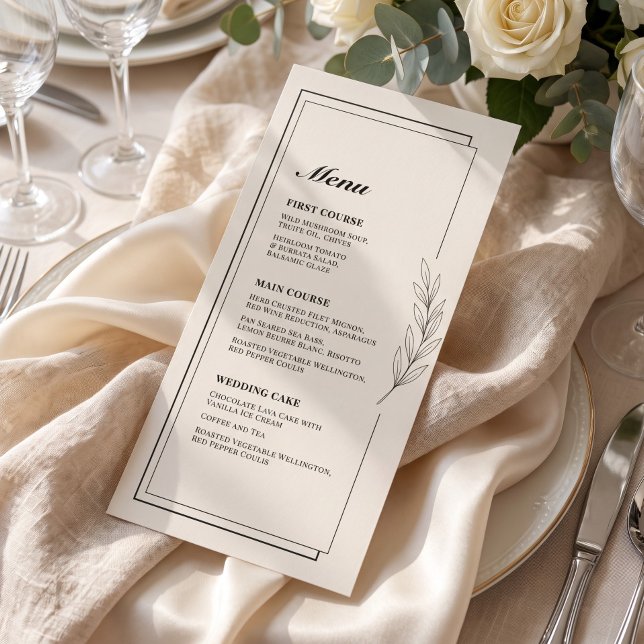 Ecru Leaf Branch Formal Wedding Menu (Ecru Leaf Branch Formal Wedding Menu)