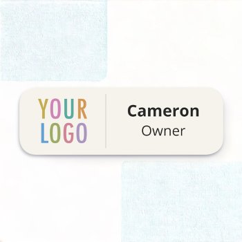 Ecru Lightweight Name Tag Badge With Logo Magnetic by MISOOK at Zazzle