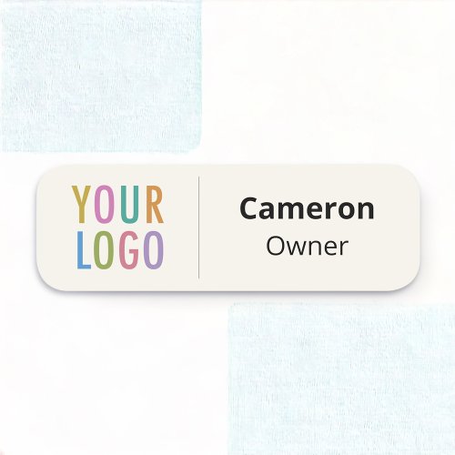 Ecru Lightweight Name Tag Badge with Logo Magnetic