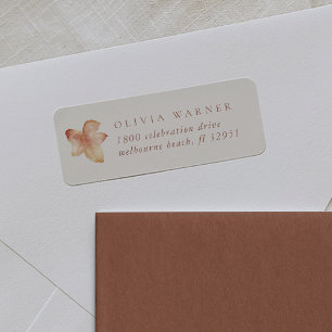 Ecru Minimalist Fall Leaf Return Address Label